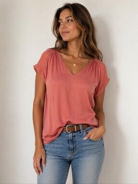 12 Rue Colette Satin Blouse | Dusty Rose | Size Medium